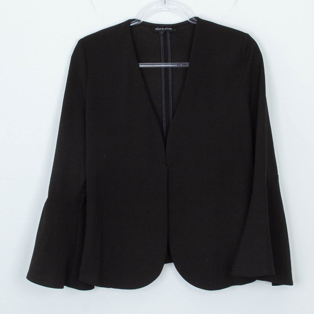 Alex & Olivia Bell Sleeve Black Blazer Women's Size Small‎